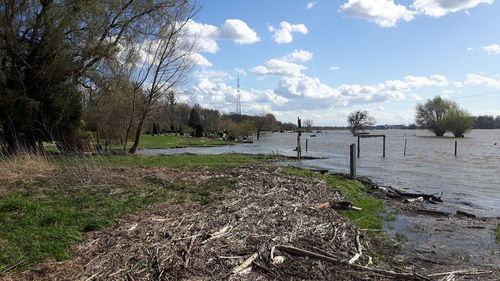 Scenic view of lake against sky