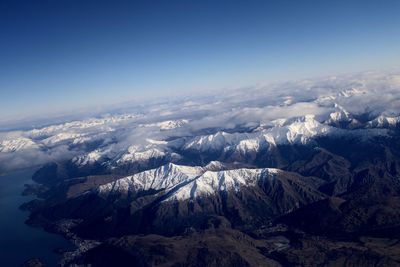 Aerial view of snowcapped mountains