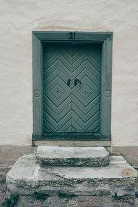 Closed door of building