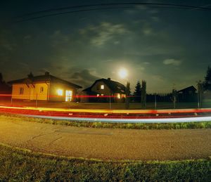 Surface level of countryside houses at night