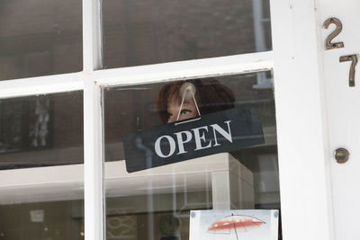 Text on glass window