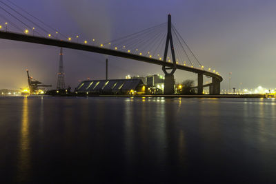 View of suspension bridge at night