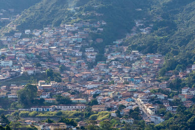 High angle view of buildings in city