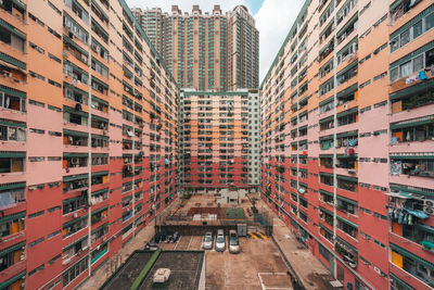 Red colour building, window and architecture photo in hong kong.