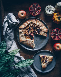 High angle view of fruits in bowl on table