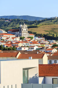 High angle view of townscape against sky