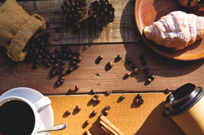 High angle view of coffee on table