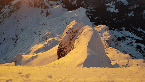 High angle view of snow covered land