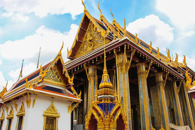 Low angle view of temple against building