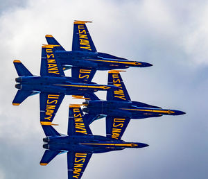 Low angle view of airplane against sky