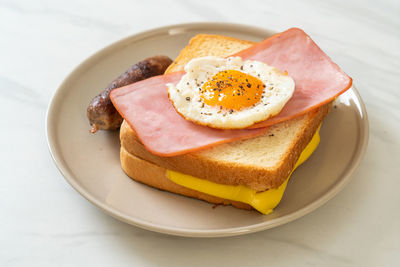 Close-up of food in plate on table