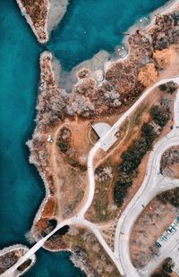 High angle view of road on beach