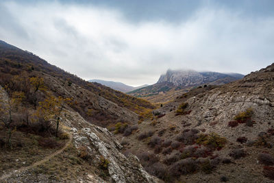 Scenic view of mountains against sky