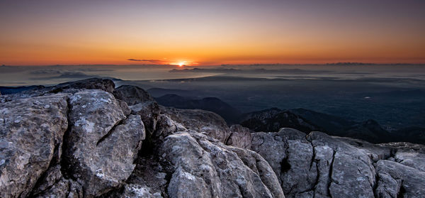 Scenic view of sea against sky during sunset