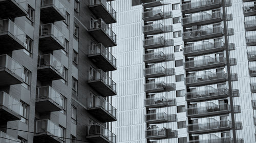 Low angle view of modern buildings in city