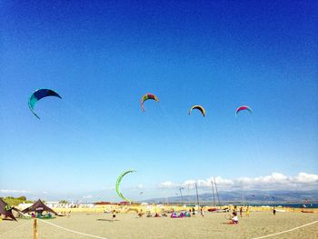 People flying over beach