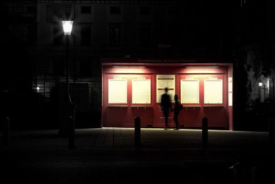 Illuminated building at night