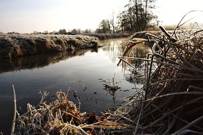 Scenic view of lake against sky