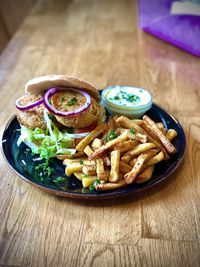 Close-up of food on table