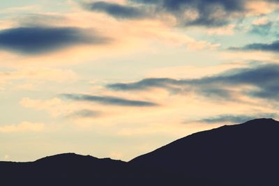 Scenic view of mountains during sunset