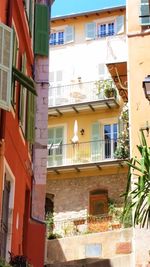 Low angle view of buildings in town