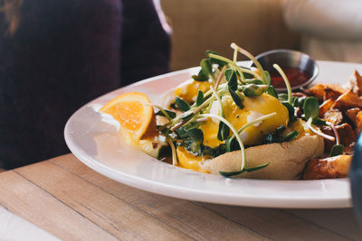 Close-up of food in plate on table