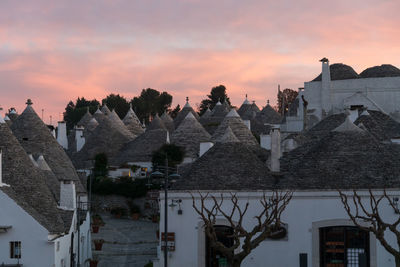 Alberobello, town in italy apulia region, and its trulli, whitewashed stone huts with conical roofs