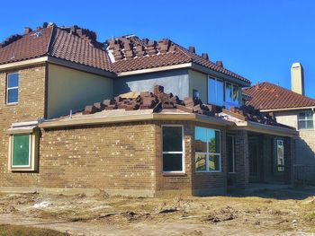 Exterior of building against clear blue sky