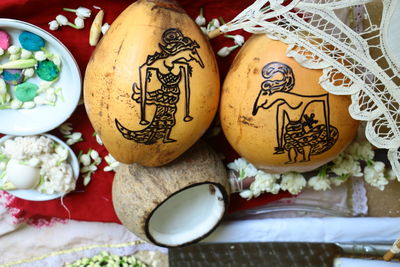 Close-up of various food on table