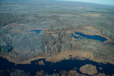 High angle view of river along landscape