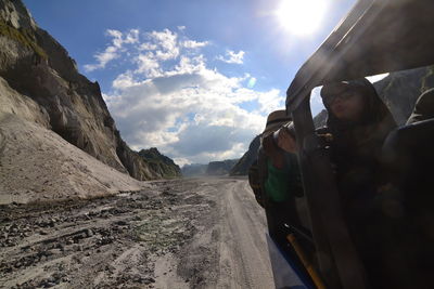 Panoramic view of road amidst mountains against sky