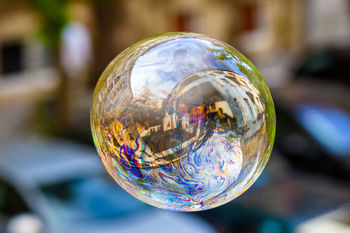 Close-up of bubble against building