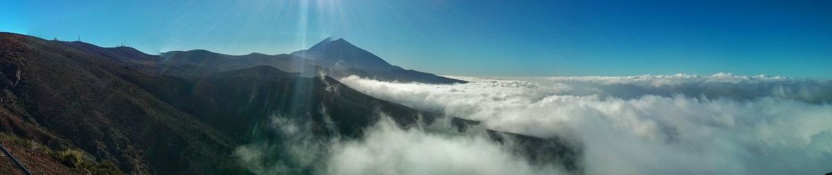 Panoramic view of snowcapped mountains against sky