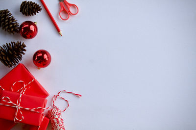 Directly above shot of christmas decoration on table
