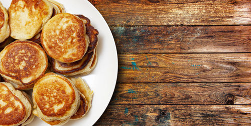 High angle view of breakfast on table