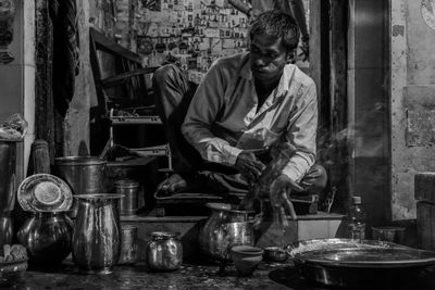 Man working in kitchen