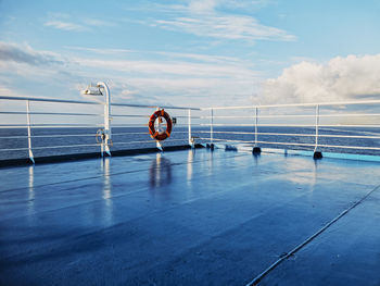 Scenic view of sea against blue sky