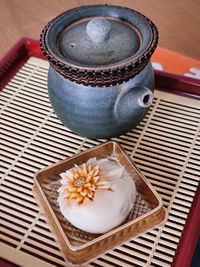 High angle view of coffee on table