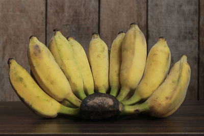 High angle view of bananas on table