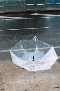 View of an umbrella on empty road