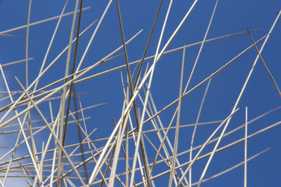 Low angle view of ferris wheel against clear blue sky