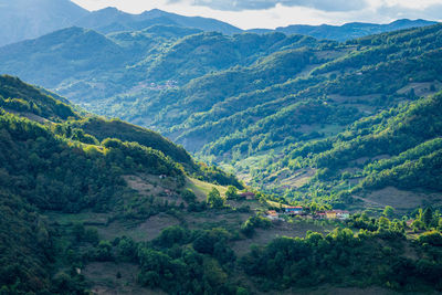 High angle view of mountain range