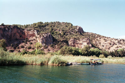 Scenic view of mountains against clear sky