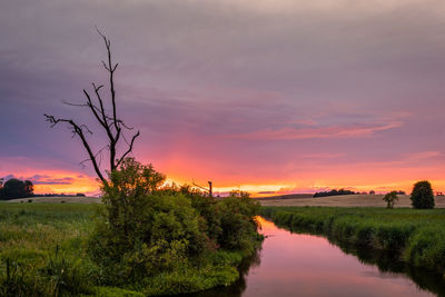 Scenic view of landscape against sky during sunset