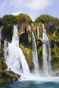 Duden waterfall in antalya turkey. mediterranean sea. travelling