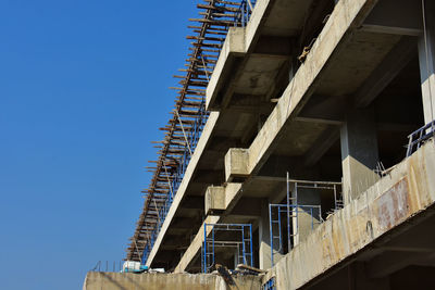 Scaffolding on a building under construction.