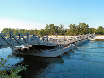 View of bridge against blue sky