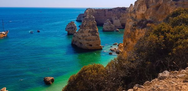 Panoramic view of sea and rocks