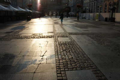 Man in city at night