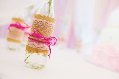 Close-up of bottle on table